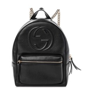 Gucci Black Pebbled Soho Chain Backpack